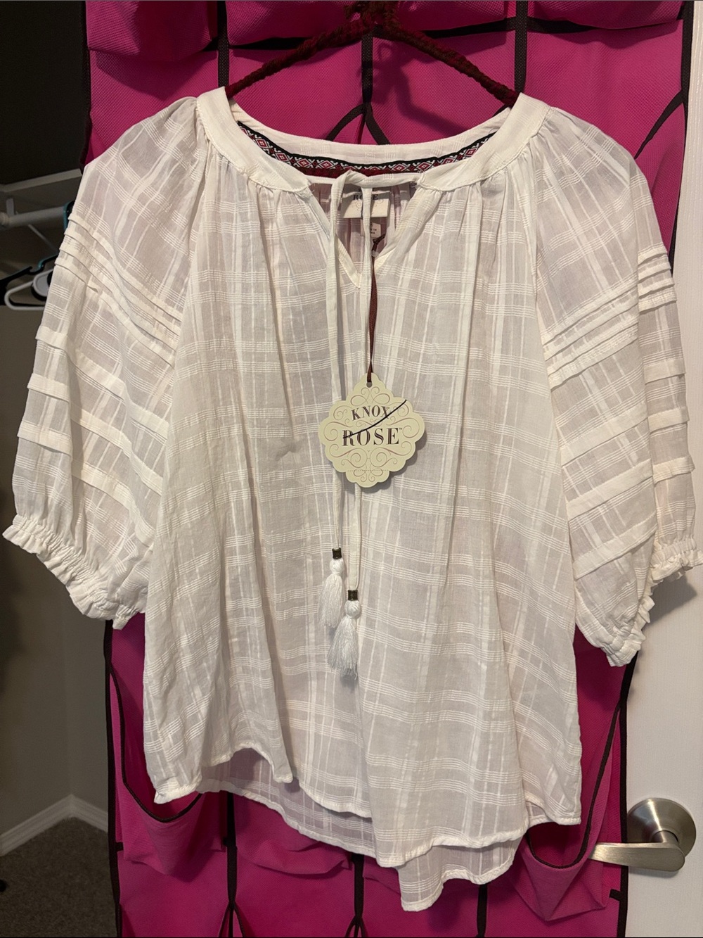 NWT Knox Rose white blouse small 💯 cotton